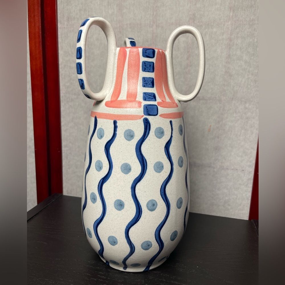 Kersten Fine Earthware Artisan Crafted Retro Designed Ceramic Vase w/Handles - Picture 12 of 13